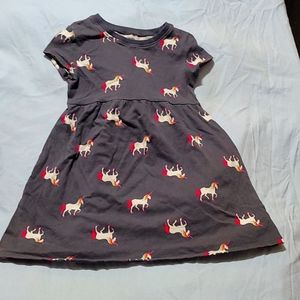 Dress, 4t, Old Navy, gray with unicorns print, soft tshirt fabric.